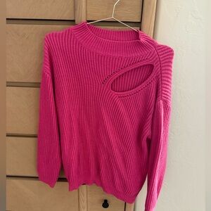 Pink mock next cutout sweater